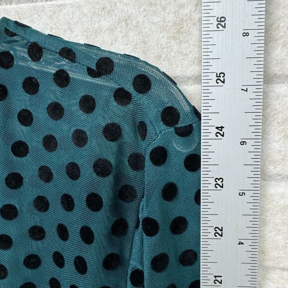 Lane Bryant Women’s 18/20 Teal Polka Dot Mesh Long Sleeve Mock Neck Blouse NWT - Picture 8 of 12